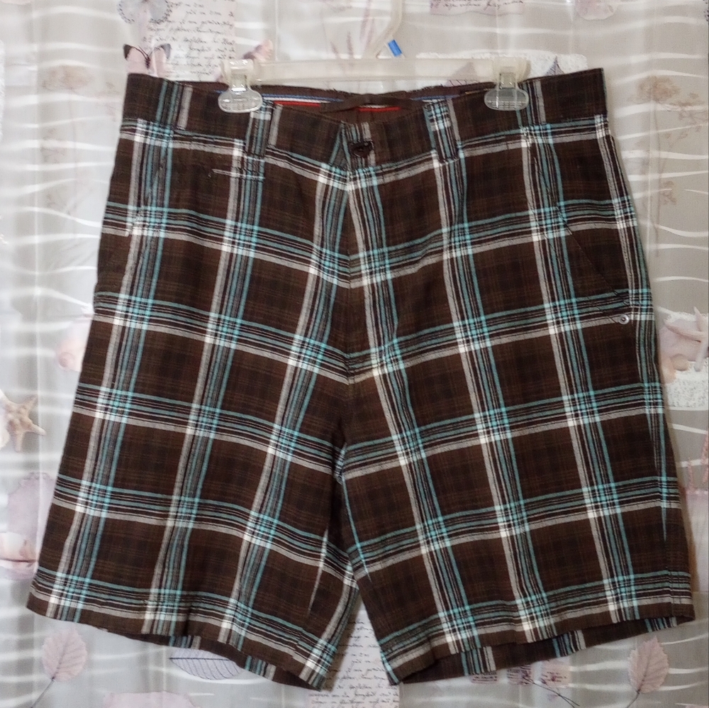 Daniel Cremieux Premium DENIM 100% COTTON Men Shorts Size 36 Brown Teal White
